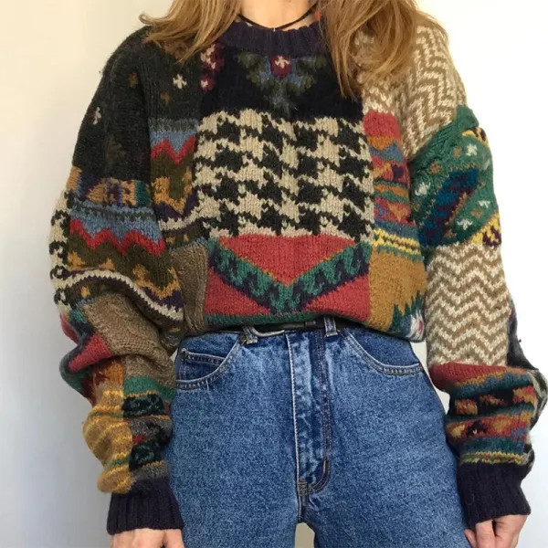 Womens Vintage Knit Sweater - Leanarea.chimpone.com 