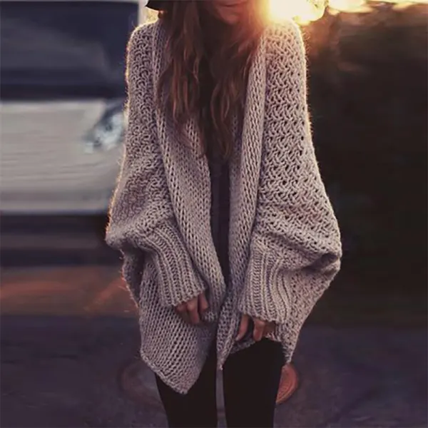 Casual Bat-sleeved Cardigan Sweater Overcoat - Leanarea.chimpone.com 