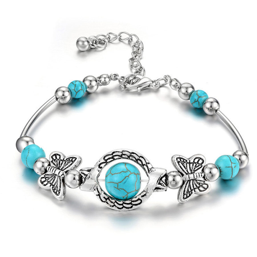 Fashion Natural Turquoise Butterfly Beaded Bracelet