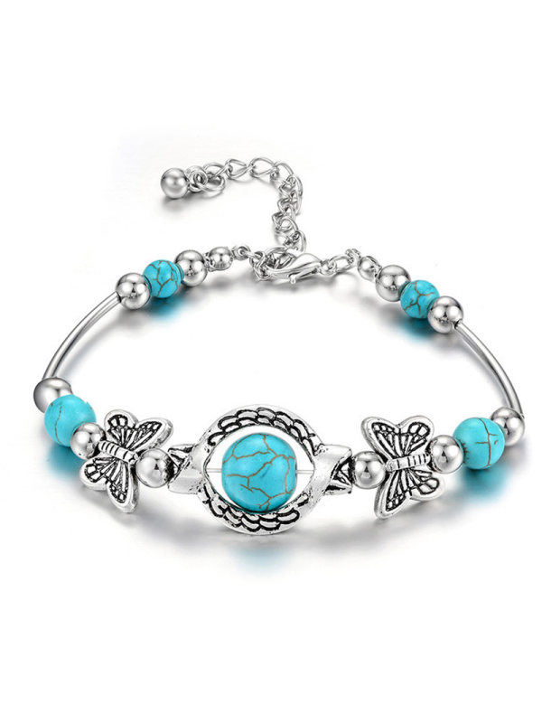 

Fashion Natural Turquoise Butterfly Beaded Bracelet