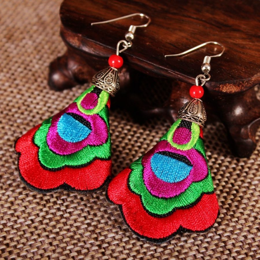 Fashion Vintage Ethnic Style Embroidered Tassel Earrings