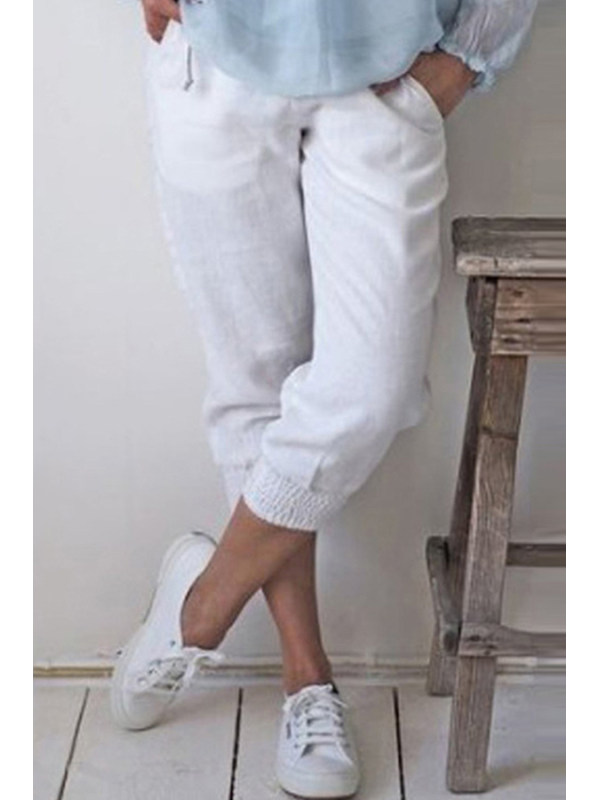 

Casual Plain Elastic Waist Harem Pants