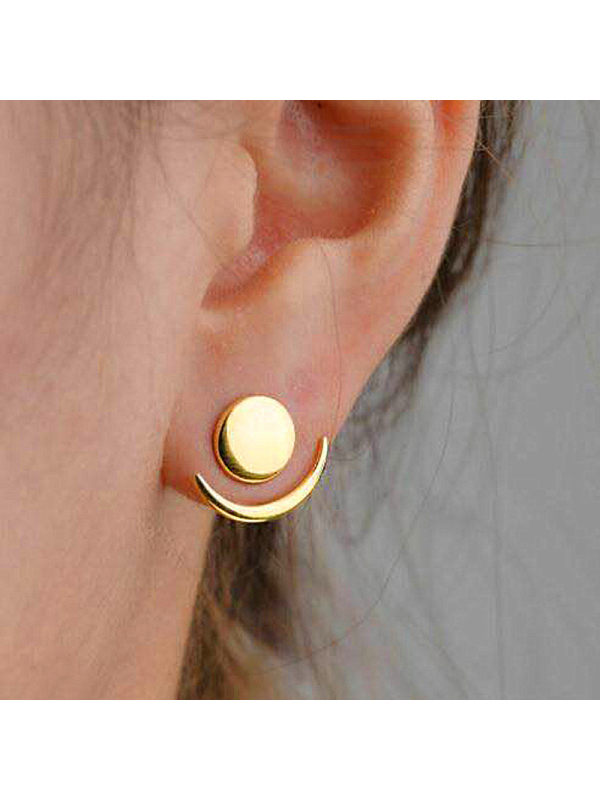 

Fashion Simple Metal Crescent Rear Insert Earrings