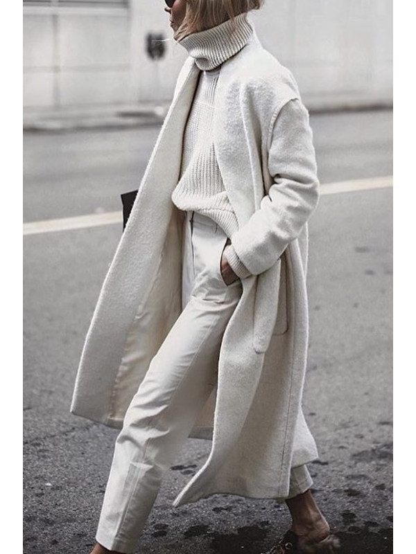 

Fashion Chic Plain Loose Woolen Long Coat