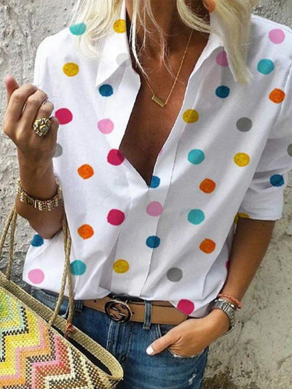 

Long Sleeve Small Polka Dots Blouses