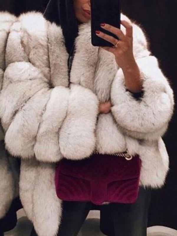 

Fashion Faux Fur Long Sleeve Coats