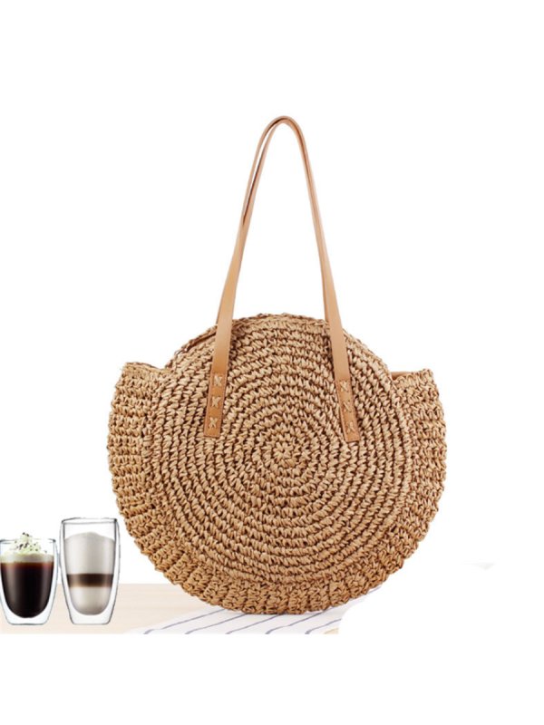 

Simple round straw beach fashion handbag