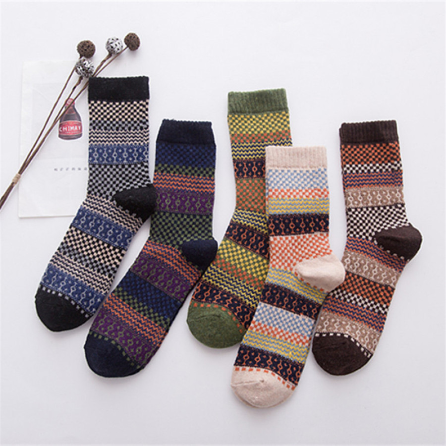 Vintage ethnic style comfortable striped socks