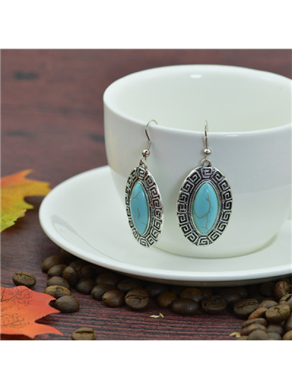 

Vintage greek pattern turquoise earrings