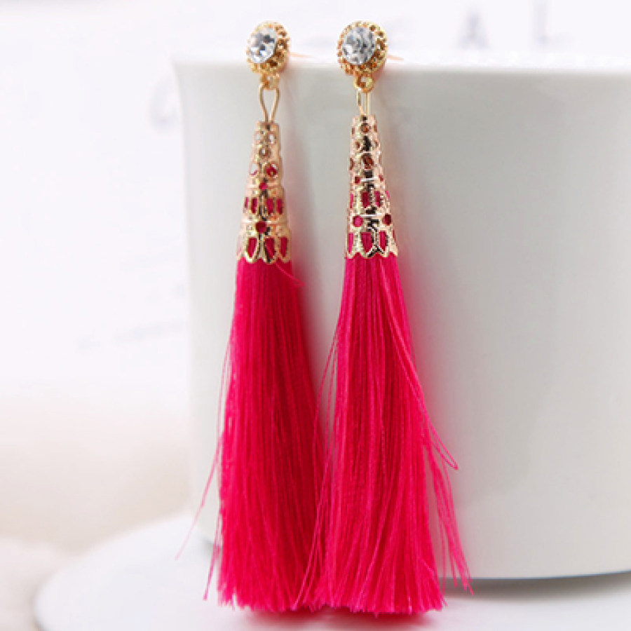 Vintage Ladies tassel long earrings