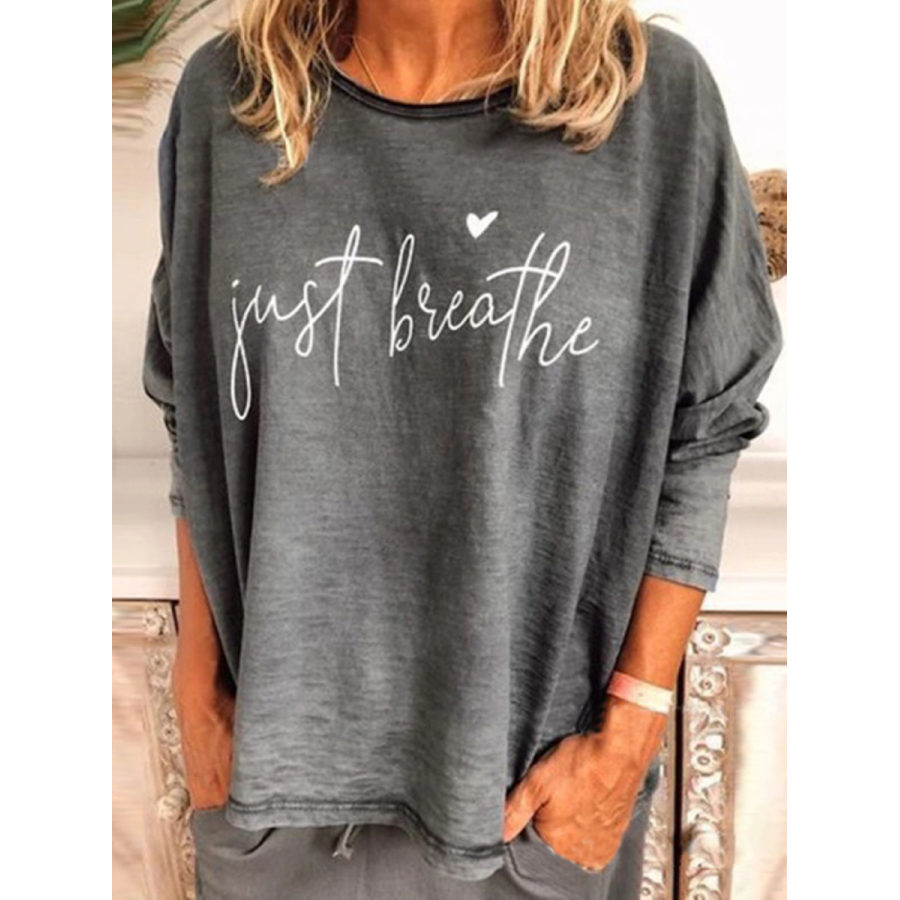 Casual Long Sleeved Round Collar Letter Printed T Shirt