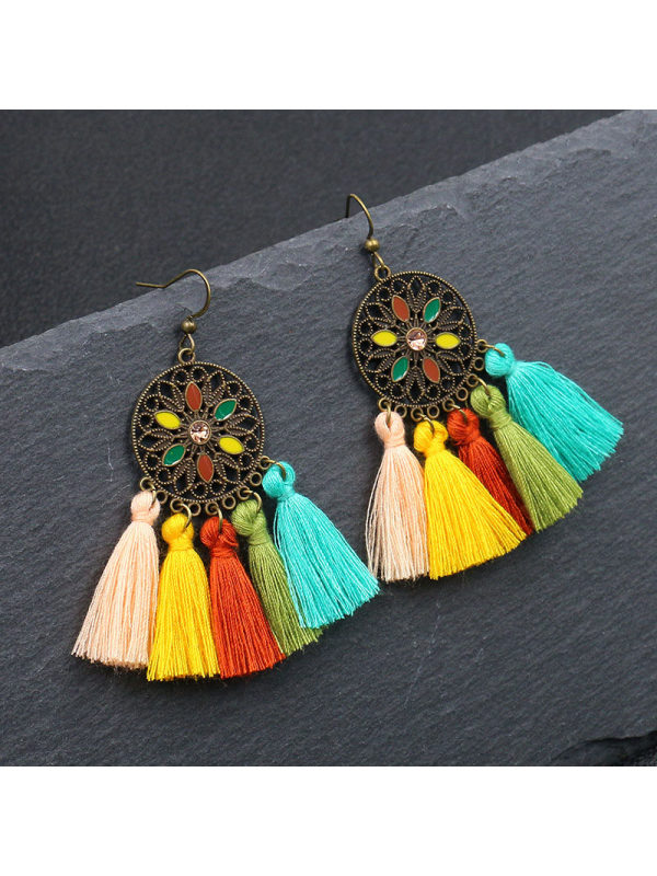 

Creative Round Multicolor Tassel Earrings