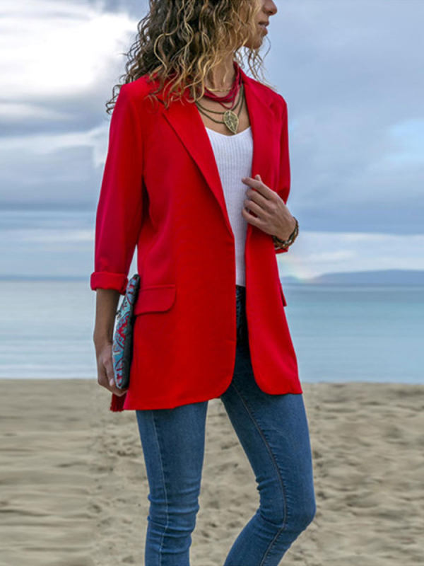 

Fashion Lapel Long Sleeve Pocket Blazer