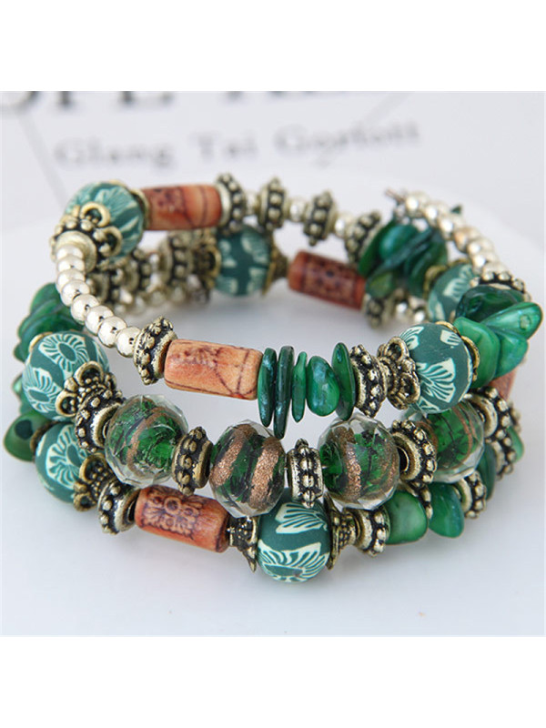 

Multi-layer colorful stone shell bracelet