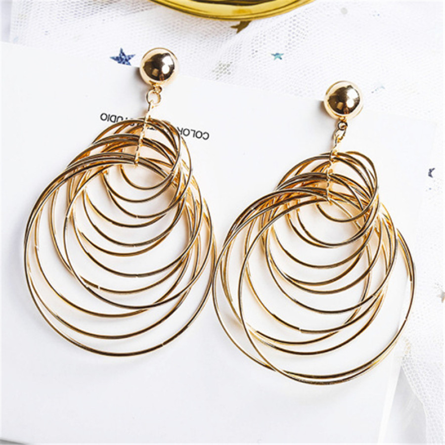 Exaggerated Sexy Geometry Large Metal Earrings