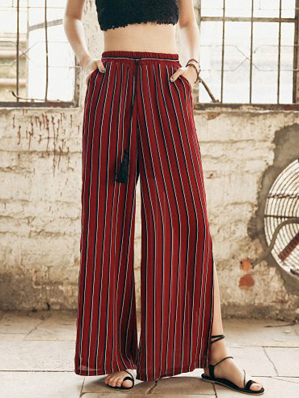 

Bohemian vintage printed wide-leg pants