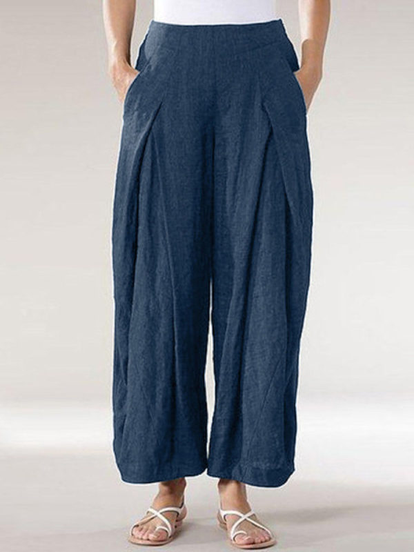 

Vintage Elastic Waist Wide Legs Loose Pants