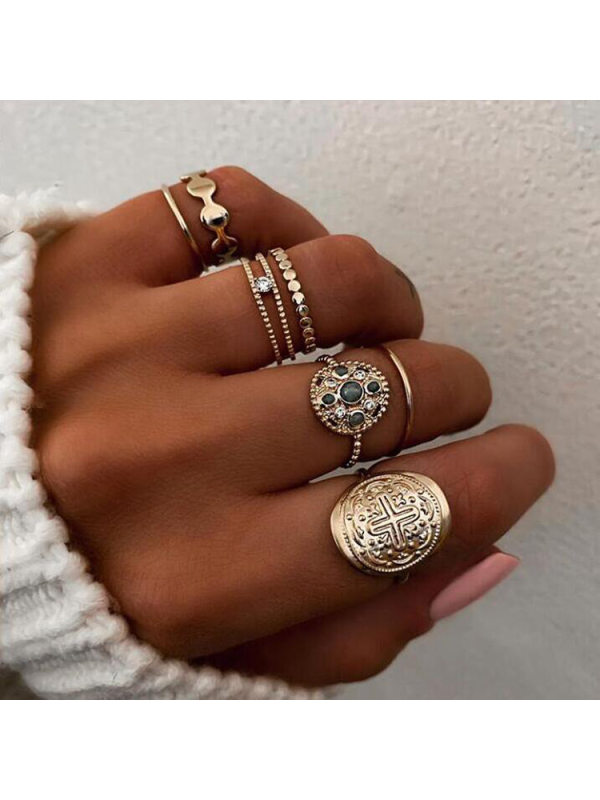 

Fashionable Simple Women's Alloy Ring Set of 7