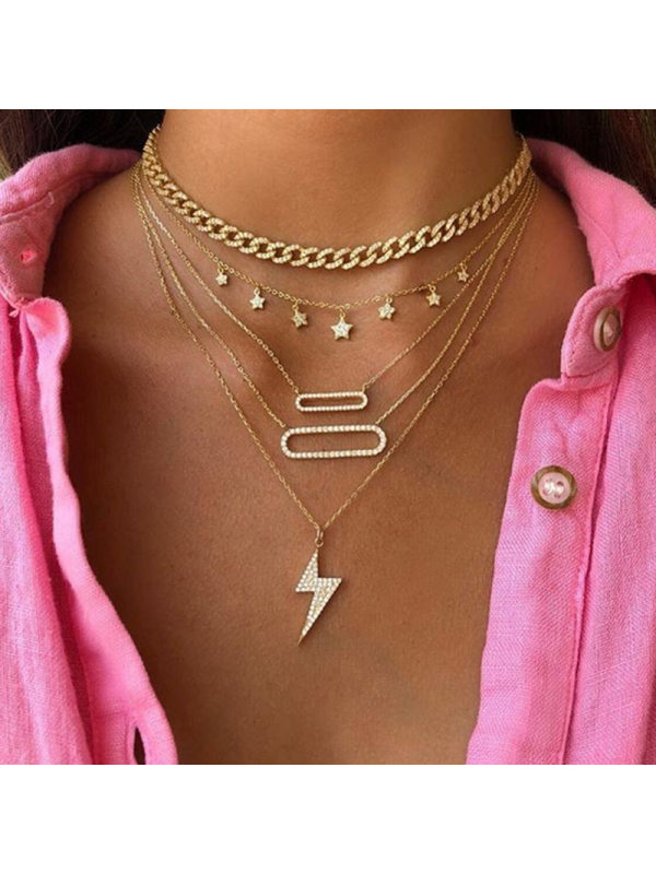 

Retro temperament multi-element lightning necklace