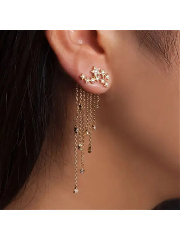 Women Fashion Star Tassel Alloy Stud Earrings - Charmwish.com 