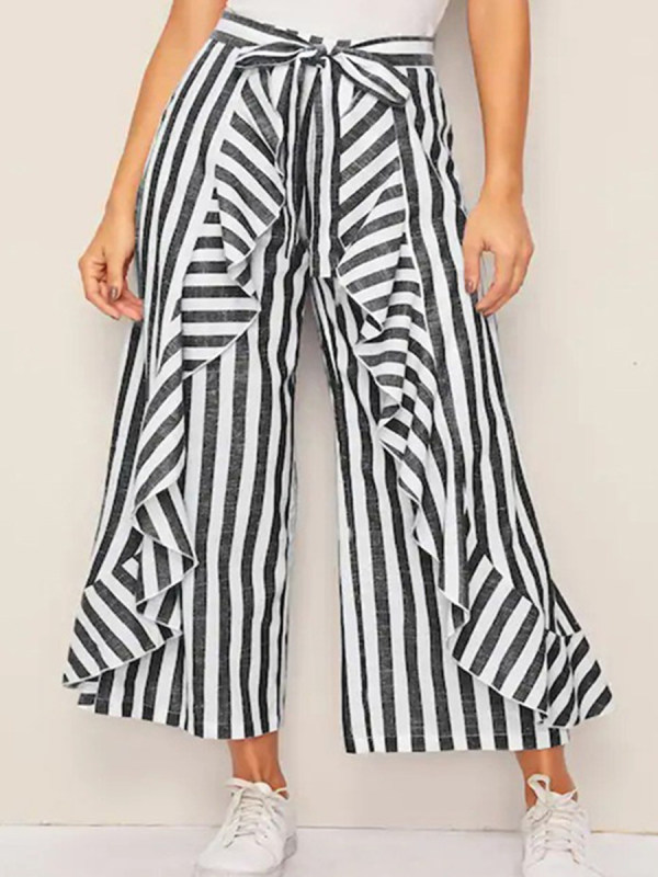 striped casual pants