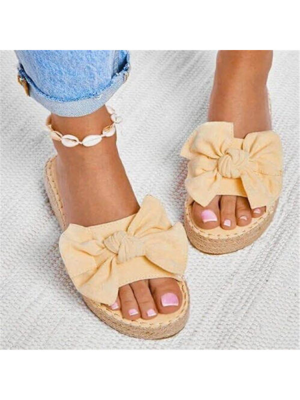 

Hemp rope thick bottom slippers new bow sandals