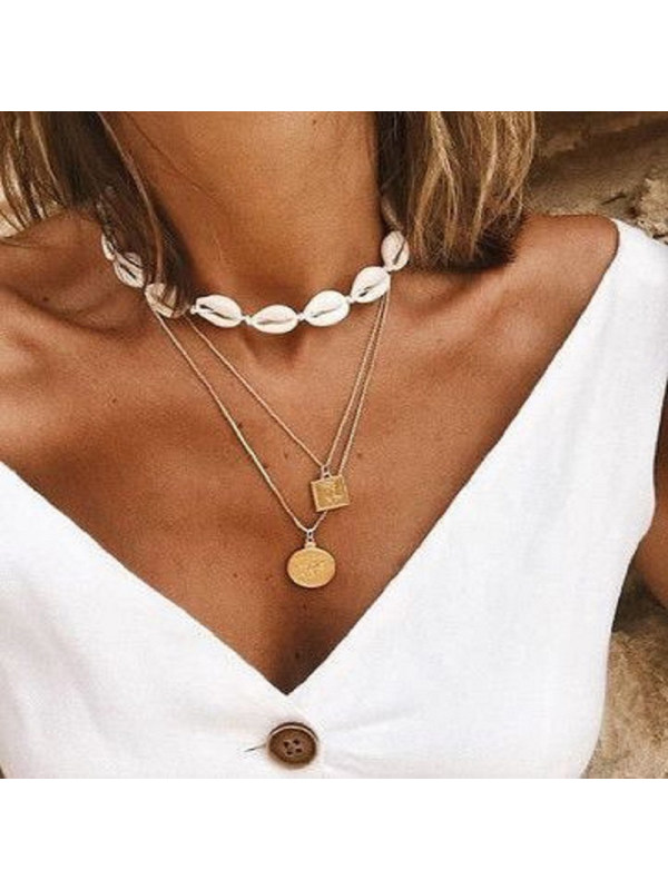

Fashion natural shell cotton thread DIY handmade necklace