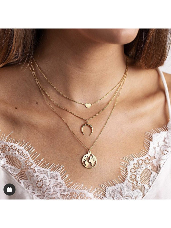 

Love moon map combination multilayer necklace female