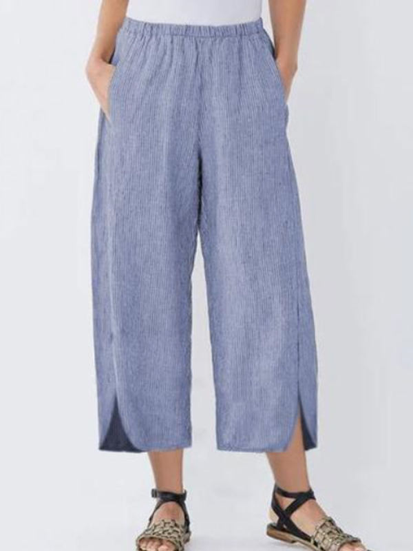 

Casual Elasticated Striped Wide-Leg Pants