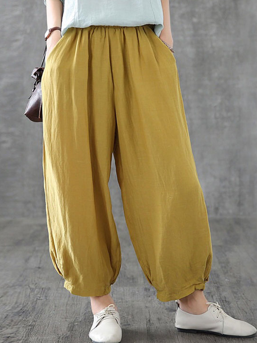 Cotton And Linen Loose Chic Literary Casual Wide-leg Pants