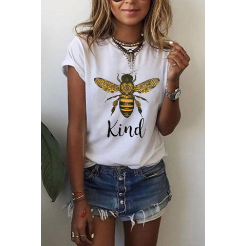 Bee Printed Round Neck T shirt
