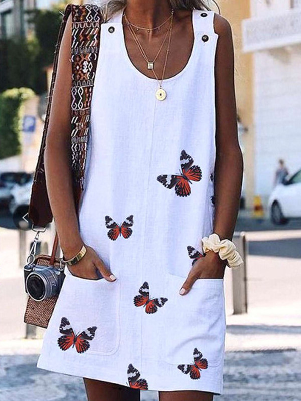 

Butterfly Fashion Print Sleeveless Dress