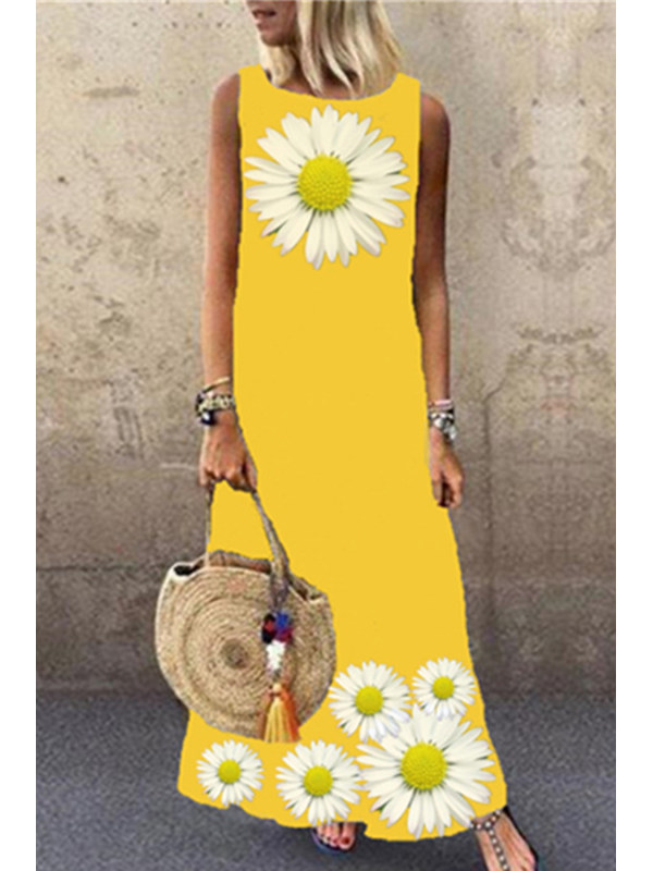 

Daisy Printed Round Sleeveless Dress