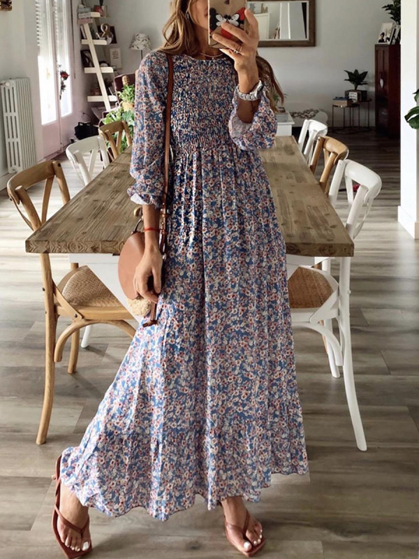 

Fashion chiffon one-piece dress summer print