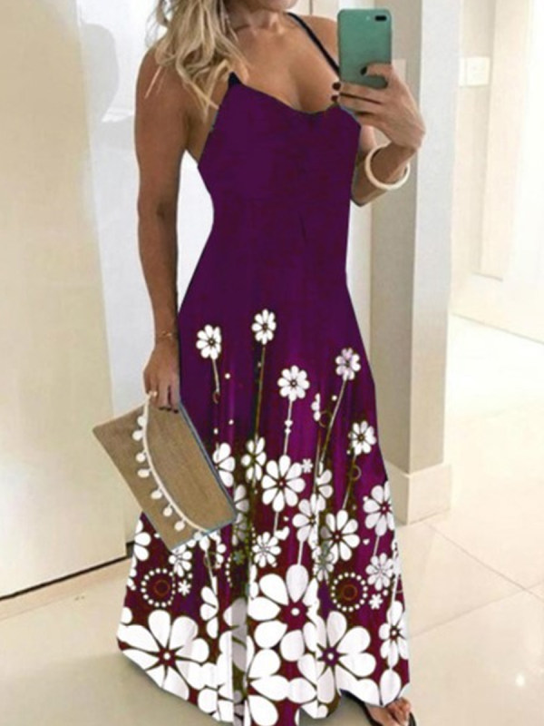 

Slim Fit Dress With V-neck Print And Suspenders