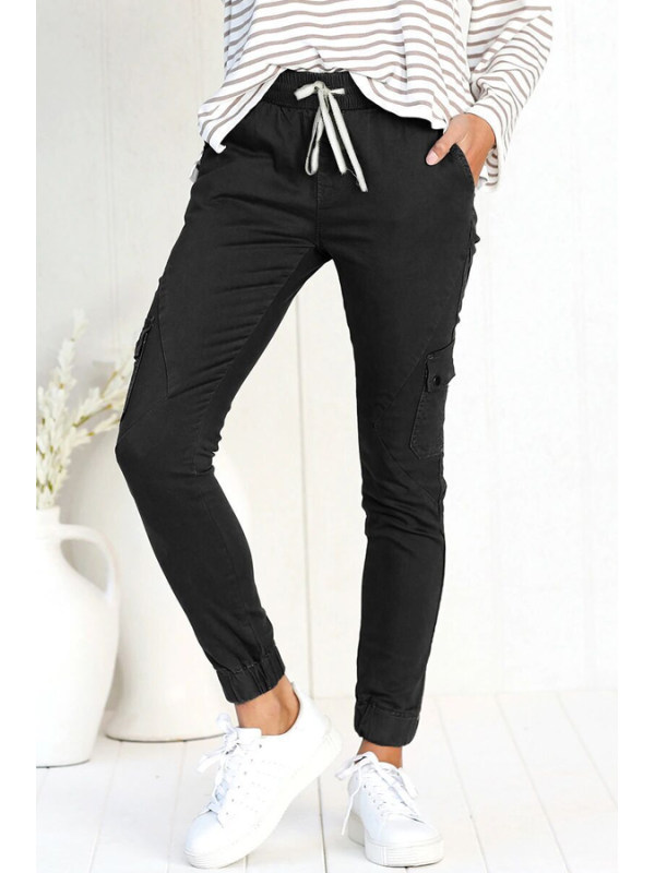 

Casual multi-pocket solid color pants