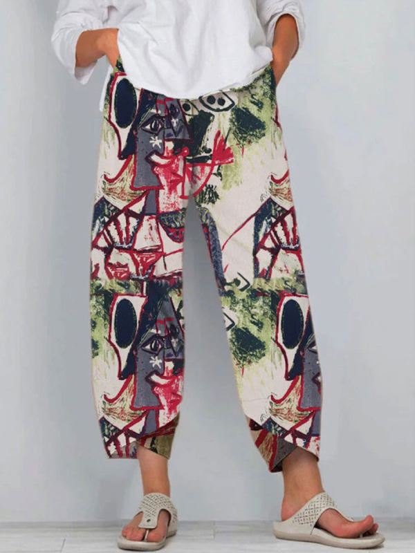 

Loose Printed Elastic Waist Pants