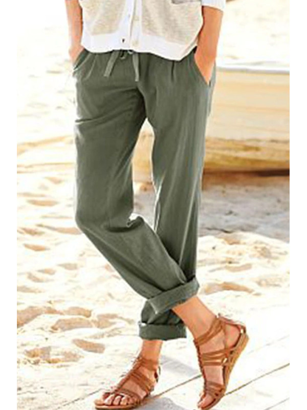 

Solid color loose cropped straight pants