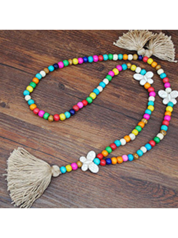 

Bohemian handmade beaded tassel necklace