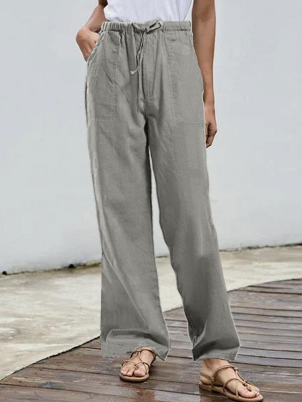 

Plus Size Elastic Waist Casual Cotton And Linen Pants