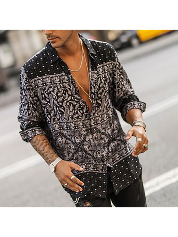 

Fashion print long sleeve shirt YT024