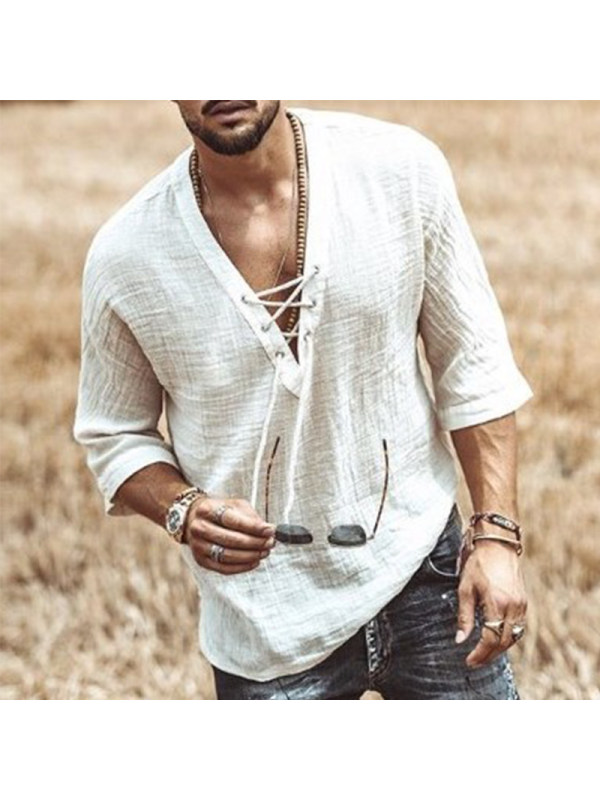 

Mens casual linen T-shirt