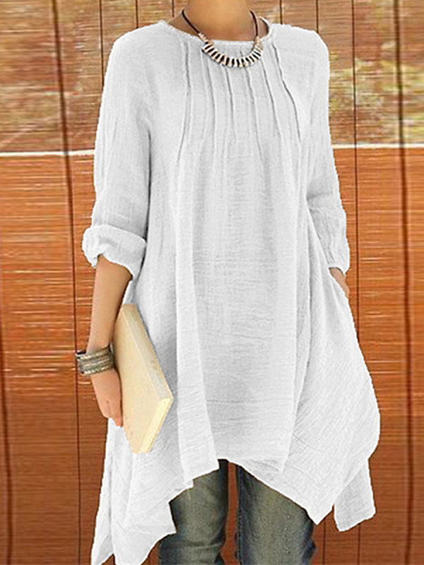 

Cotton And Linen Long Sleeve Dress