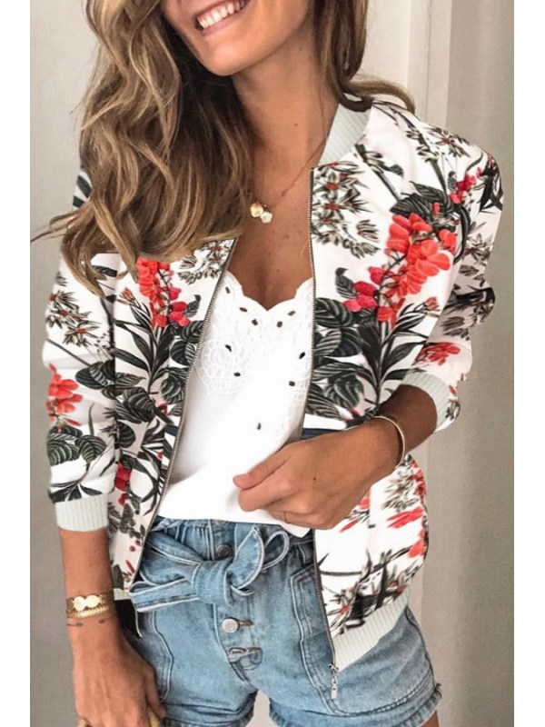 

Floral Long Sleeve Zip Jacket