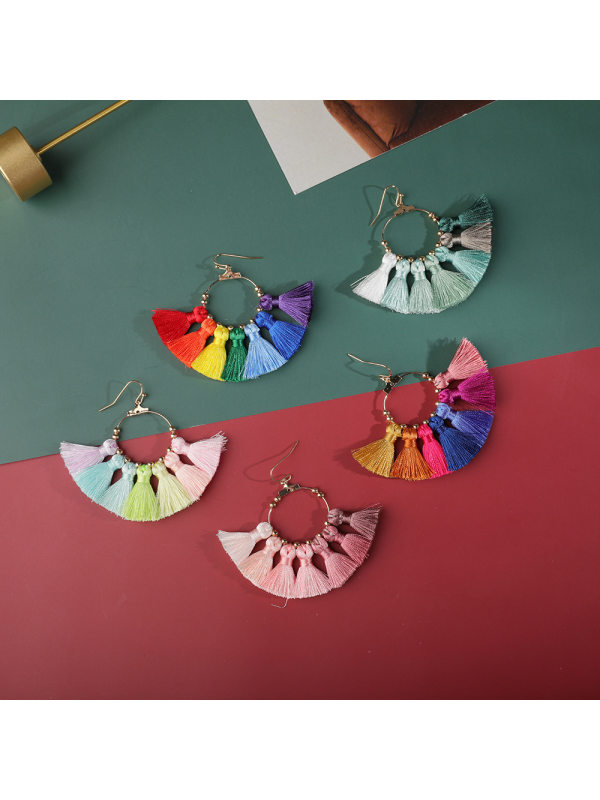 

Bohemian color tassel earrings