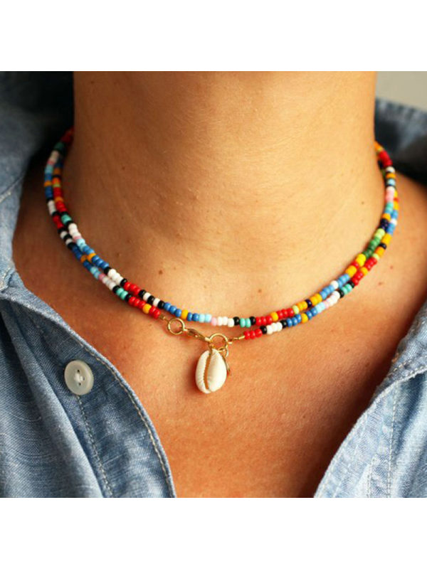 

Boho colorful shell necklace