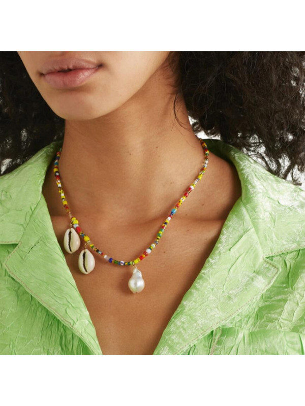 

Colorful Asymmetric Pearl Shell Necklace