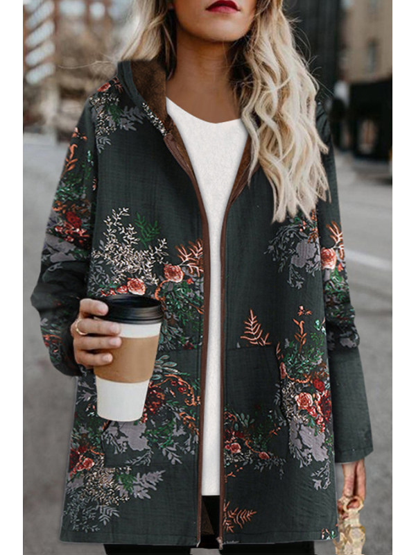 

Retro print velvet coat