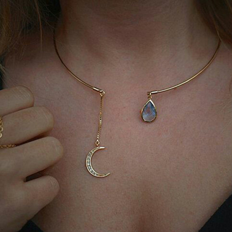 Diamond Moon Drop Necklace