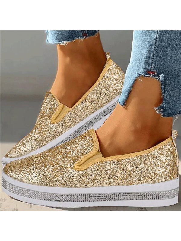 

Sequined platform rhinestone loafers shoes